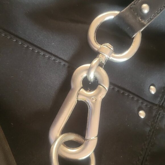 B-Makowski Black Buckled Shoulder Bag - Mixed Leather/Fabric - Picture 6 of 16